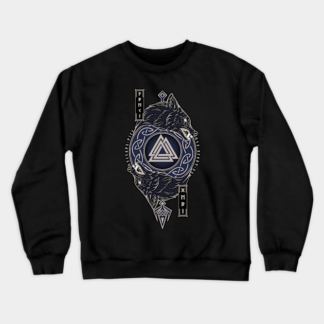 Odin's Wolves Crewneck Sweatshirt by ChocolateRaisinFury